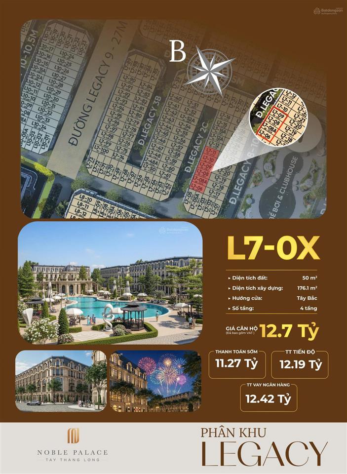 Bán shophouse tại noble palace tây thăng long, phân khu legacy s50m2, giá tts 12,7 tỷ, view đẹp