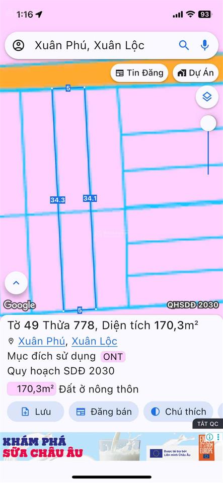 Đất thổ cư xã xuân phú, đường bê tông xuân phú 19, 5 phút đi ra quốc lộ 1a, gần trường, chợ, y tế