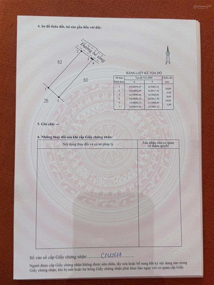 Bán đất thôn tiên ninh, xã tu bông, khánh hòa giá 16tr(92m2)