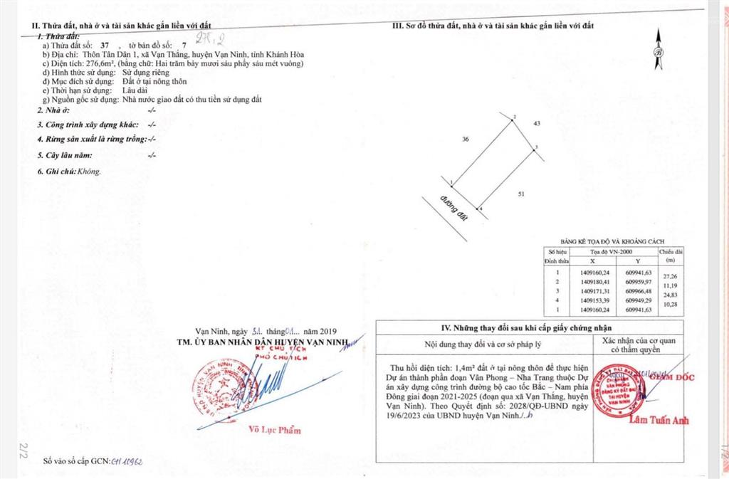 Bán đất thôn tân dân 1 diện tích 276,6m2 ngang 10m full thổ cư