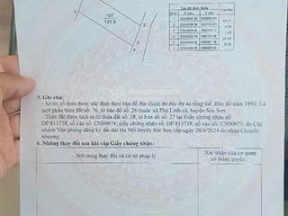 Bán đất tại sóc sơn, diện tích 131.6m2, giá bán 19.5 triệu/m2.  đức quý 0987 725 ***