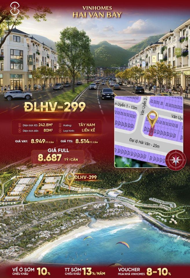 Shophouse Đại lộ Hải Vân Bay 80m² – Xây 4 tầng, giá từ 8,x tỷ