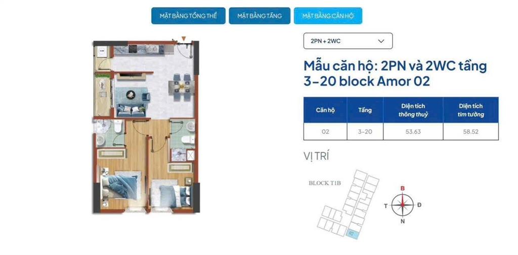 Căn góc 2pn, 2wc 59m2 giá cđt chỉ 2 tỷ. cuối năm nhận nhà. chỉ cần thanh toán 20% là sở hữu ngay