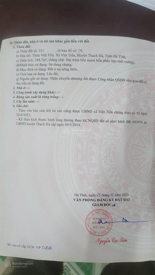 Bán gấp lô mặt đường quốc lộ 15b cách khu cn visip hà tĩnh 1km ,tiềm năng tăng giá cực mạnh