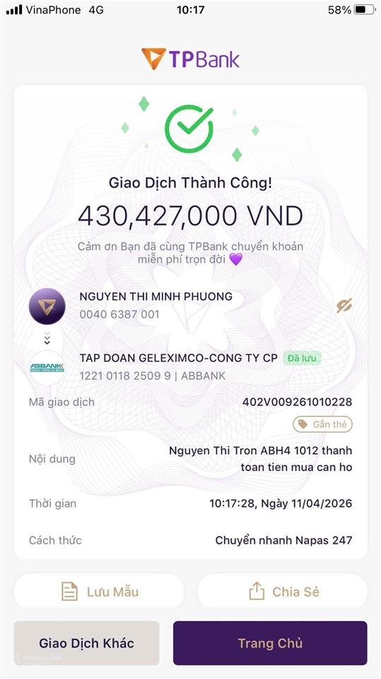 Duy nhất căn 09 toà c2 tầng 11 chung cư an bình homeland. giá chỉ 5.297 tỷ. ký hdmb trực tiếp cđt