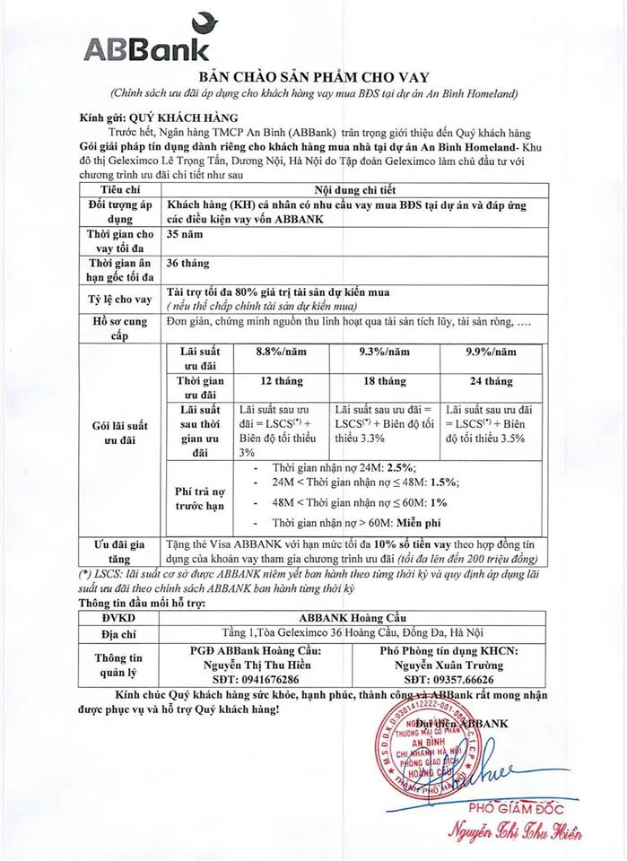 Duy nhất căn 09 toà c2 tầng 11 chung cư an bình homeland. giá chỉ 5.297 tỷ. ký hdmb trực tiếp cđt