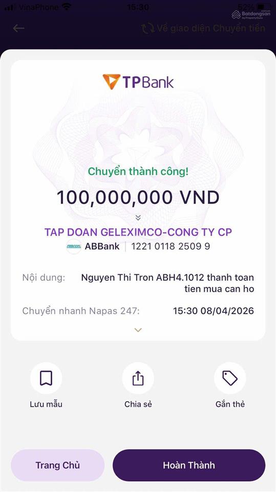 Bán 2pn+ dt 73.9m2 giá tốt nhất, căn 07 tầng 11 toà c2 an bình homeland. ký trực tiếp cđt geleximco