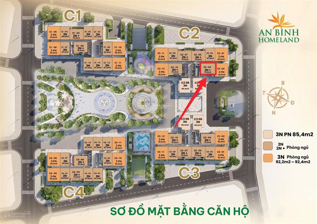 Bán căn 2pn + lên 3pn đẹp. căn c2  12a04 dt 75,2m2 an bình homeland. giá 4.95 tỷ bao thuế phí