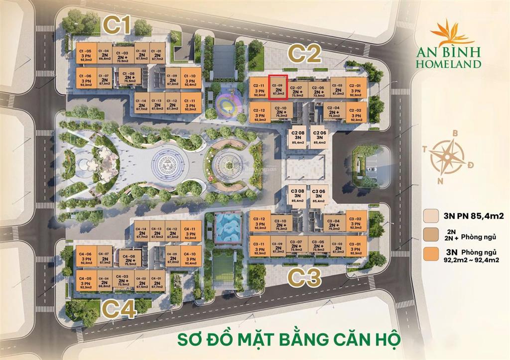 Bán 2pn an bình homeland căn c2809 view smart city. căn 09 tầng 8 tòa c2 giá chỉ 4.29 tỷ. sẵn hđmb