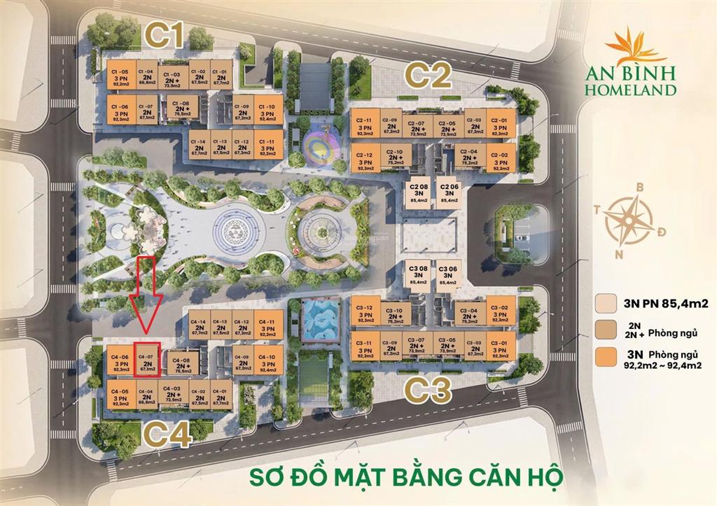 Bán căn c41007 căn 2pn 67,1m2 an bình homeland  geleximco. view nội khu đẹp giá chỉ 4.35 tỷ bp