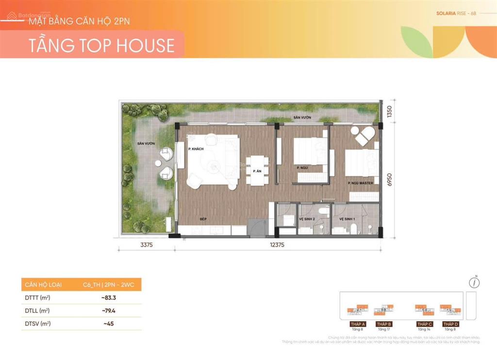 Tophouse solaria rise view triệu đô, sân vườn riêng dt 128m2 trực tiếp cđt tháp c mới nhất
