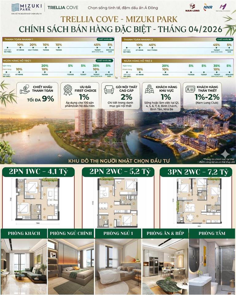 Cơ hội vàng sở hữu căn hộ trellia cove 2pn 2wc (76m) view sông cực thoáng