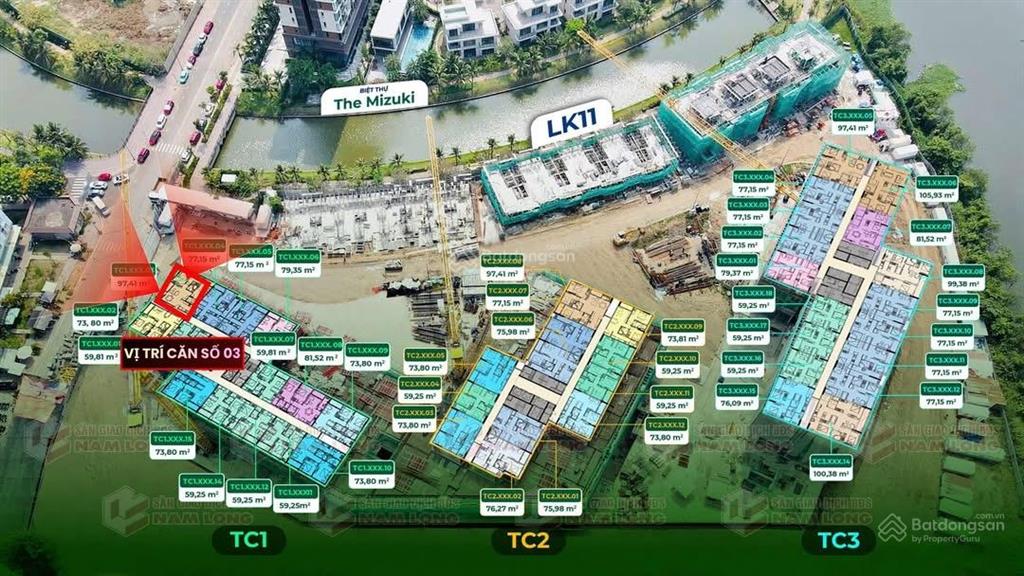 Hot! hot! căn góc 3pn(97.41m2)hiếm view kênh siêu thoáng tại trellia cove mizuki park chỉ 6,727 tỷ