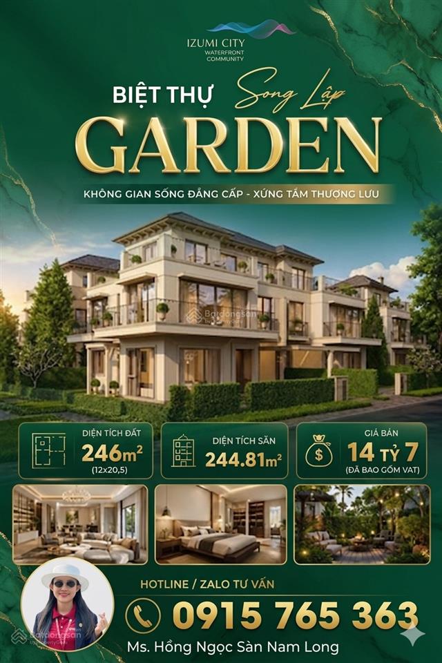 Căn biệt thự izumi city giá gốc ưu đãi cdt từ 14,7 tỷ / căn dt 8x20.5 (246m2) thanh toán nhẹ nhàng