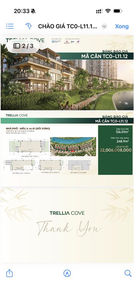 Nhà phố trellia cove l11.12 thanh toán đặc biệt chính sách 5/2026 mới nhất có 3 lịch thanh toán tốt