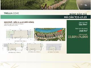 Hàng giá gốc chủ đầu tư vị trí đẹp nhà phố trellia cove tc0l11.23 thanh toán chuẩn 2026 nhận nhà
