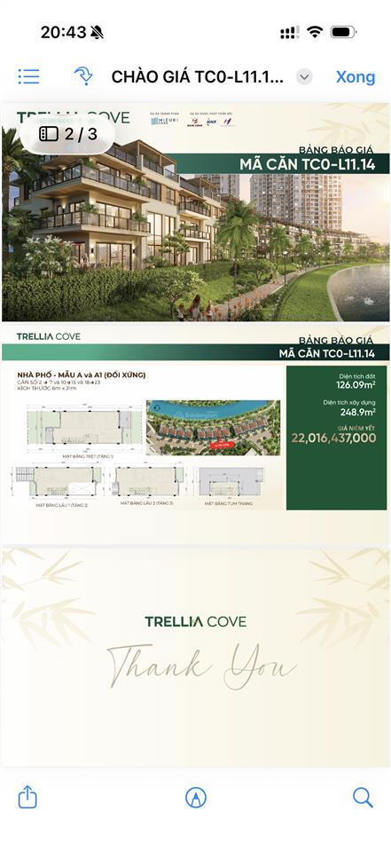 Lc0l11.14 phương án thanh toán chuẩn nhà phố trellia cove mua từ cdt chiết khấu chưa từng có 5/26