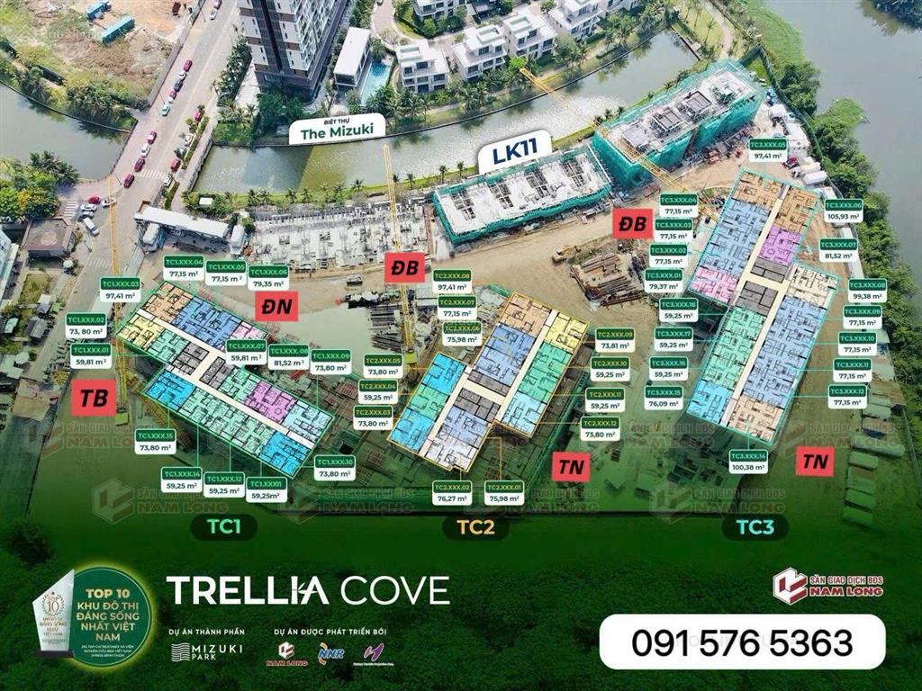 Căn hộ 3pn trellia cove hàng chủ đầu tư 97m2 giá từ 7,252 tỷ trả tiến độ ký hdmb tt chỉ 10% đợt đầu