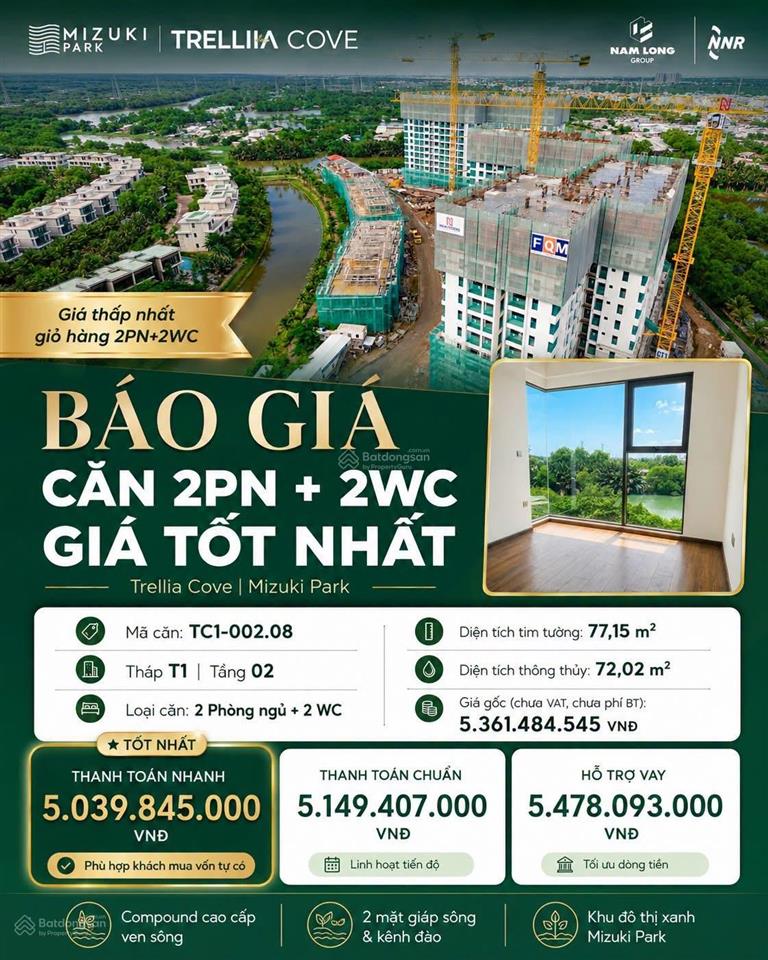 Trellia cove căn hộ hàng trực tiếp cdt nam long khu compound cuối cùng mizuki park bàn giao 6/2027