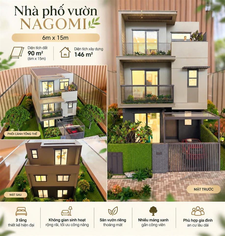 Nagomi nhà phố vườn 3 tầng 90m2, hàng giá gốc nổi bật khu đô thị waterpoint bến lức 355ha