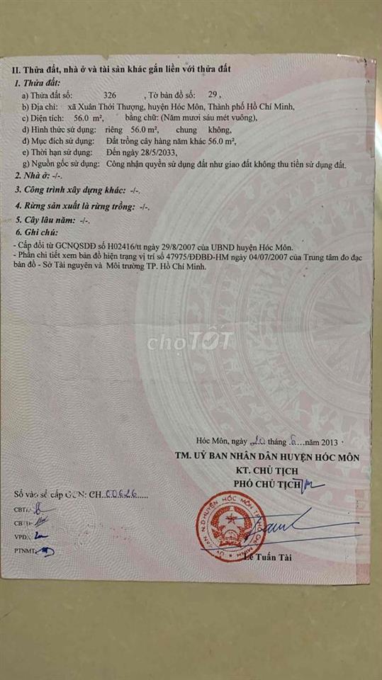 bán gấp đất Hóc Môn- Xuân Thới Thượng 24
