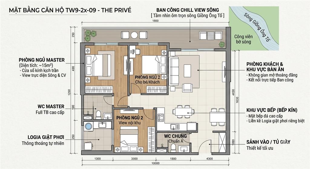 Bán căn 2pn the privé quận 2 vốn 786 tr, ck 21,5% + tặng 500tr!