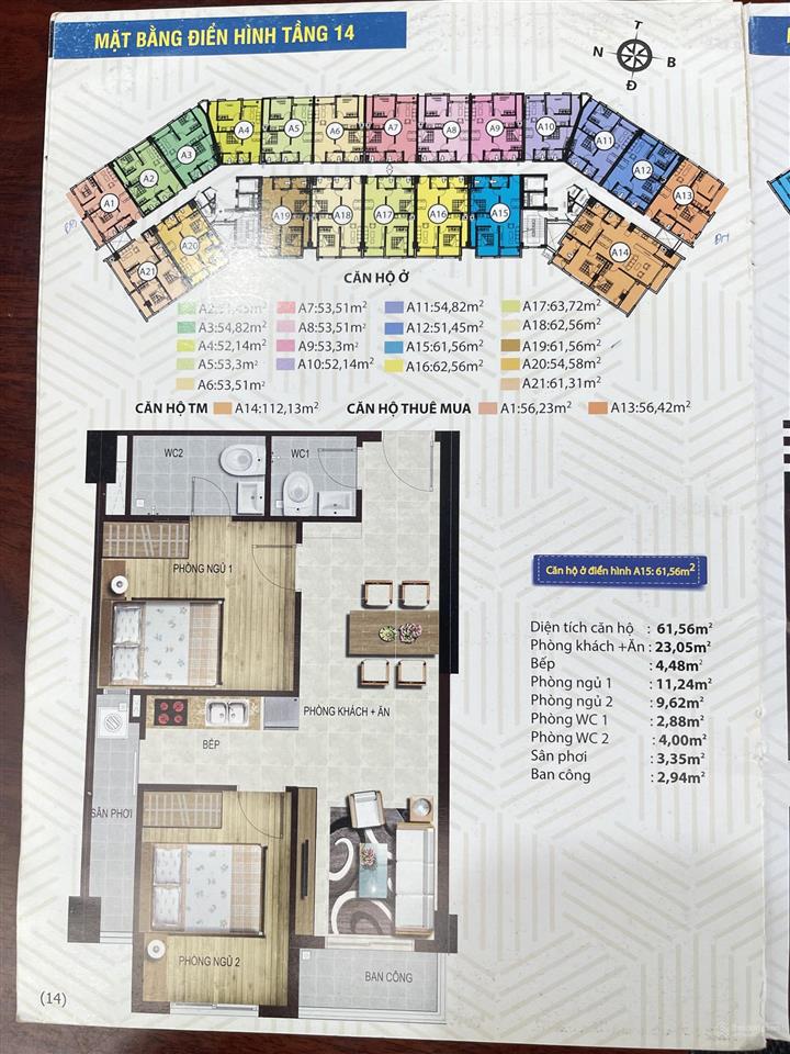 Bán căn hộ quận 2 diện tích 62m2 2pn 2wc, giá 3.1tỷ, sang tên trực tiếp cđt.  0939 390 ***