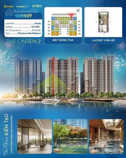 Bán căn studio dt 34,6m2 tòa the onsen 2 dự án charmora city giá gốc cđt chỉ 3 tỷ 120 triệu