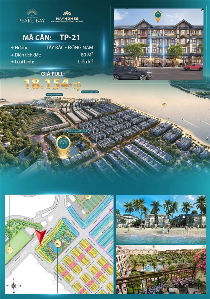 Bán căn nhà phố liền kề trục trần phú dự án vinhomes pearl bay nha trang giá cđt chỉ từ 18 tỷ/căn