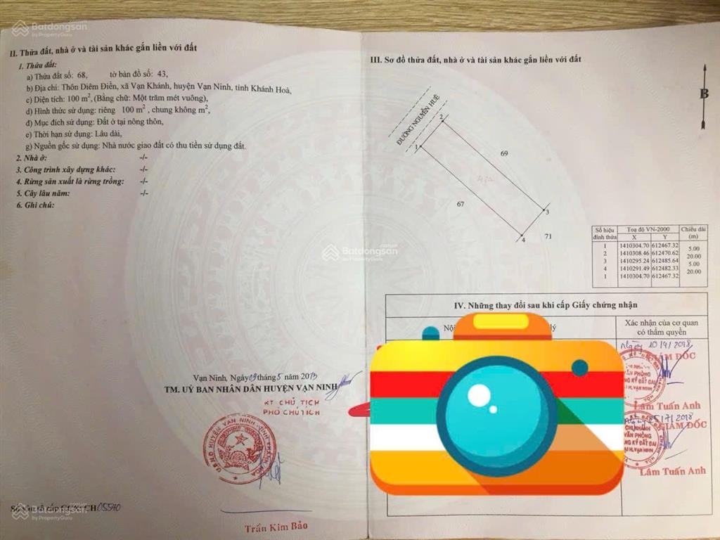 Bán đất đường nguyễn huệ  tu bông, 100m², mặt tiền 5m, đường 10m, sổ đỏ sẵn, giá 1,75 tỷ