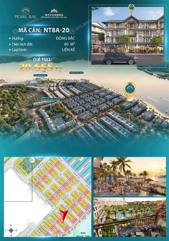 Cần bán căn liền kề nt8a20 dự án vinhomes pearl bay nha trang đường 21m giá 20,6 tỷ