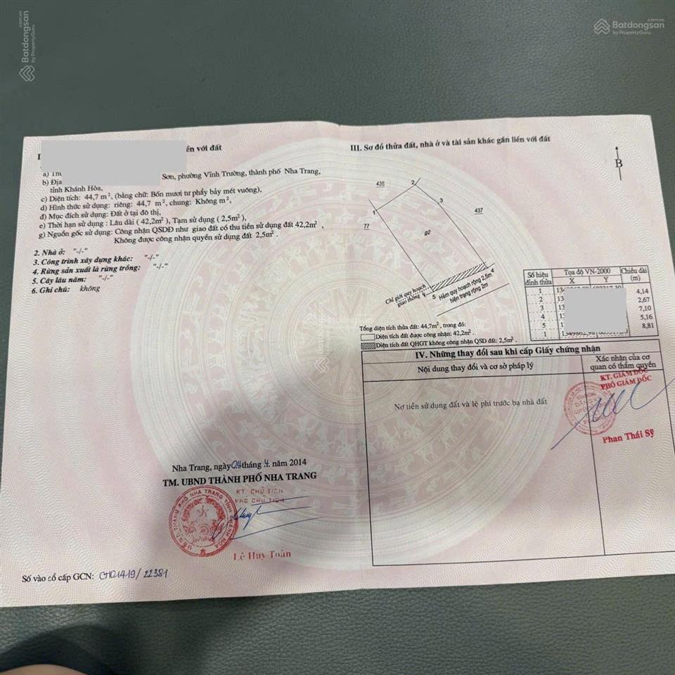 Giá 1tỷ7, bán nhà sát cạnh khu tđc vĩnh trường, diện tích 44,7m2