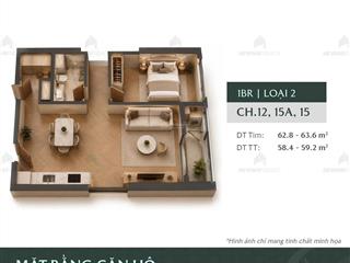 1 ngủ + 1 masteri cao xà lá giá tốt chỉ 7,969 tỷ thanh toán sớm 59m2  0987 086 ***