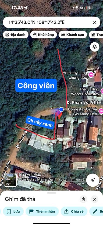 Bán đất trung tâm măng đen phan bội châu, 7x30m có sẵn nhà giá 5,x tỷ