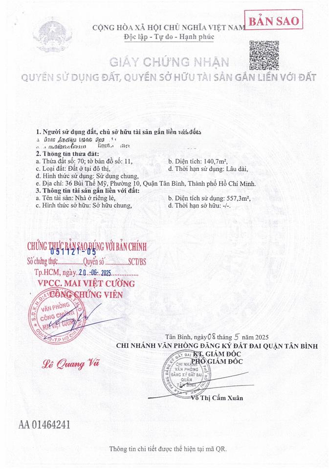 Mặt tiền 36 bùi thế mỹ [5,8 x 26,3] 6 tầng  thang máy