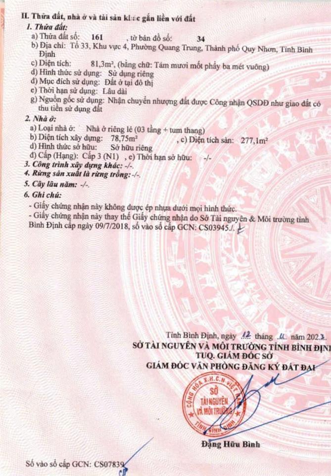 Bán nhà mặt tiền Thành Thái, phường Quy Nhơn Nam, tỉnh Gia Lai (Phường Quang Trung, TP.