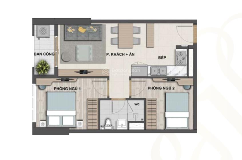 Giá tốt  bán căn 2pn.1wc  5.1 tỷ  victoria village novaland  tầng cao view thoáng