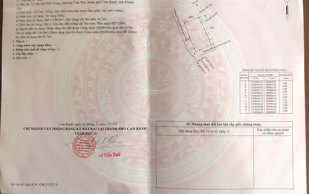 Đất trung tâm thành phố cam ranh gần khu hành chính