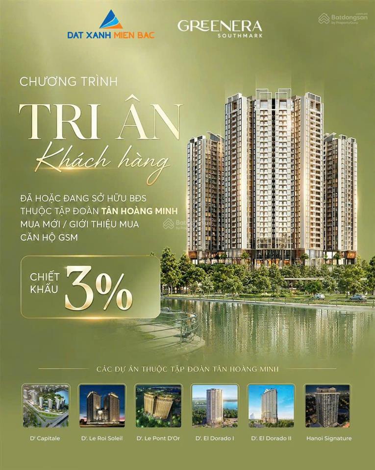 Chỉ 3 tỷ 688 triệu đồng  sở hữu căn hộ cao cấp greenera southmark 486 ngọc hồi