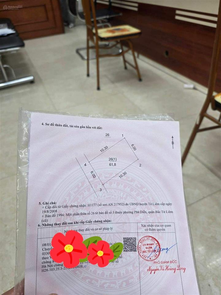 Chính chủ  cắt lỗ đất cầu diễn dt 62m2  ô tô đỗ cửa  xây ccmn dòng tiền  giá 10,8 tỷ