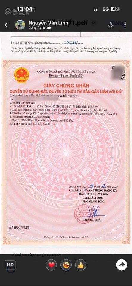 Bán đất 140m², 1,5 tỷ tại đường 21, xã cao dương, huyện lương sơn, hòa bình