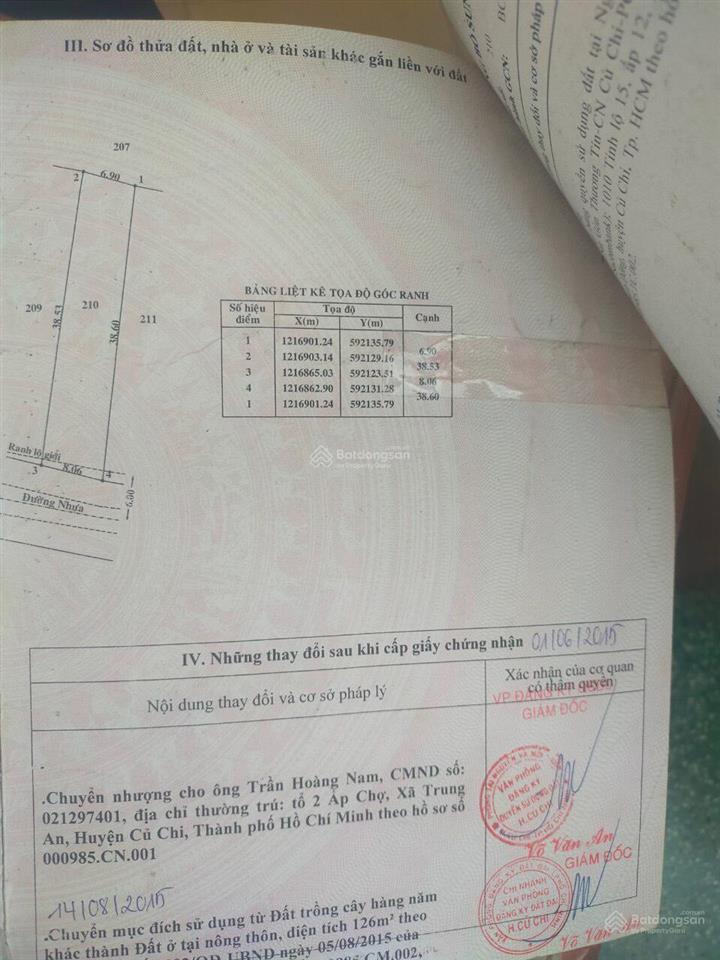 Kẹt vốn làm ăn, bán nhà đường bùi thị lành, trung an, củ chi, tp hcm (nay xã bình mỹ, củ chi)