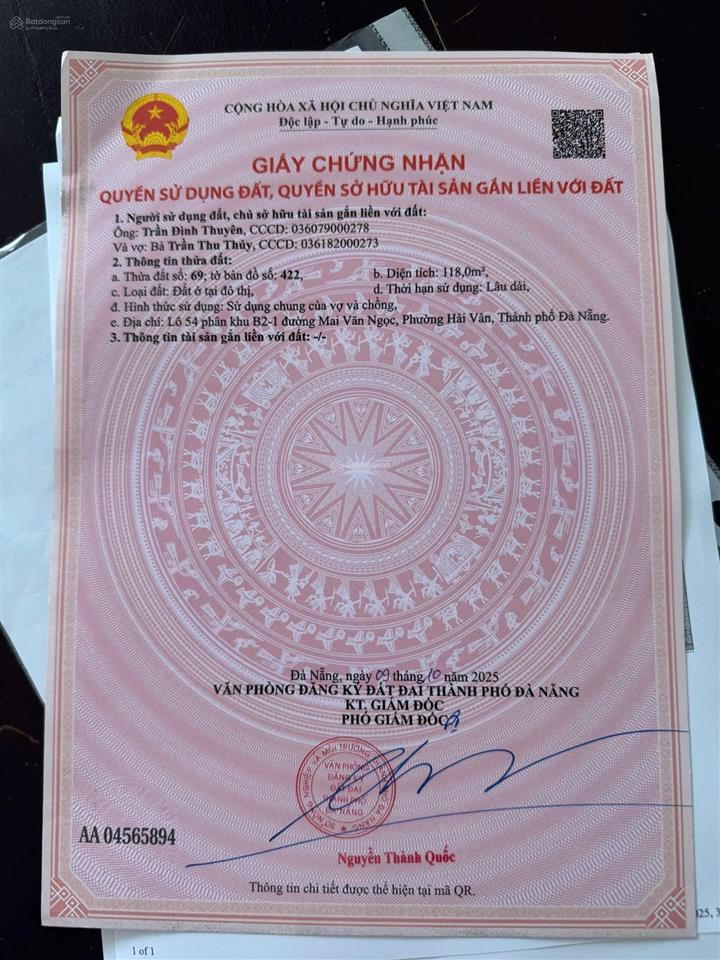 Bán đất đường mai văn ngọc hoà hiệp nam liên chiểu đà nẵng