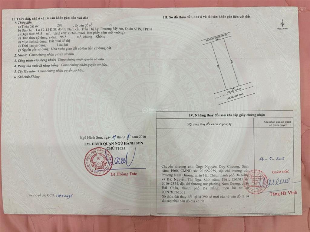 Bán đất đường mỹ an 5 phường mỹ sơn gần cầu trần thị lý ngũ hành sơn đà nẵng