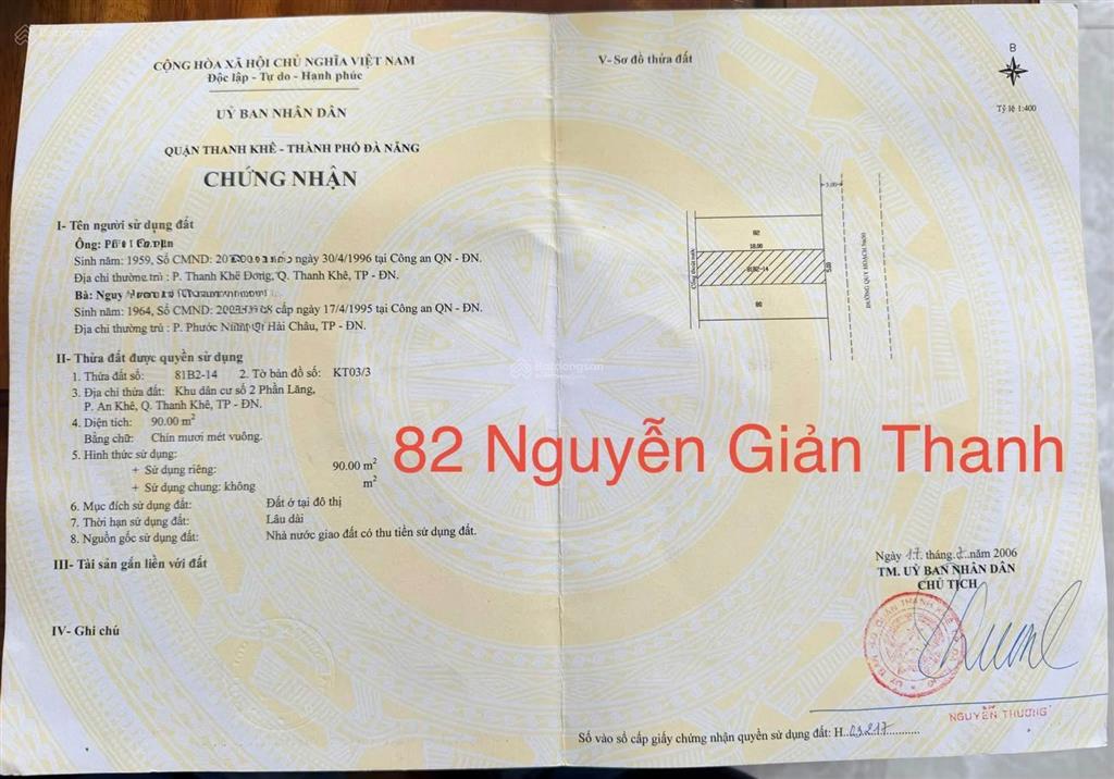 Bán đất đường nguyễn giản thanh quận thanh khê đà nẵng