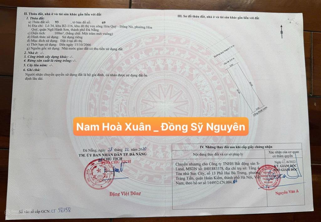 Bán đất khu đô thị đầm sen nam hoà xuân đà nẵng