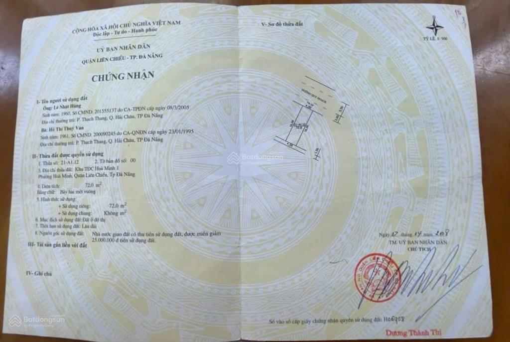 Bán đất đường lê thiệt, hoà minh, liên chiểu, đà nẵng