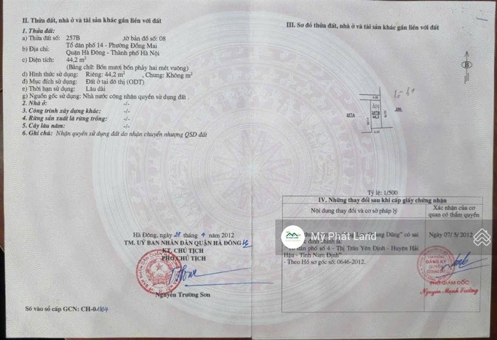 Lô đất tổ 14 đồng mai, dt 44m2, trong đê, được xây dựng, chỉ 40m ra đường ô tô, giá chỉ 3.6 tỷ