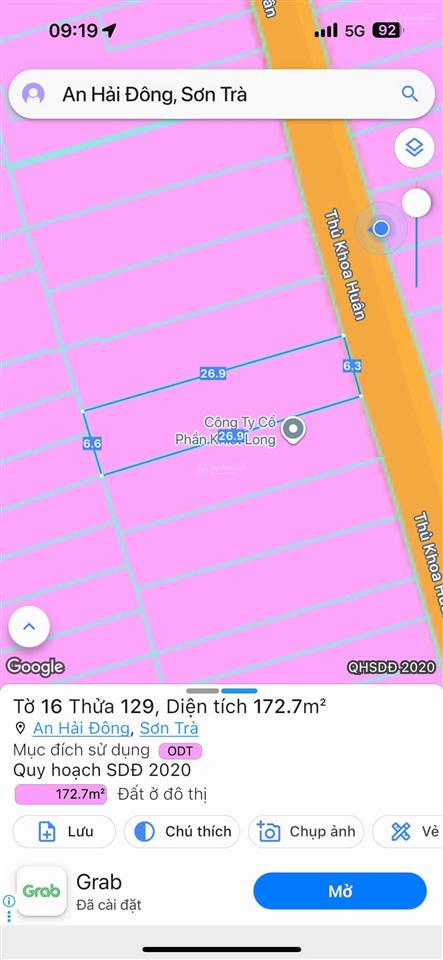 Bán lô đất đường thủ khoa huân (172.7m2 ngang 6,5m nở hậu). giá 25 tỷ tlcc