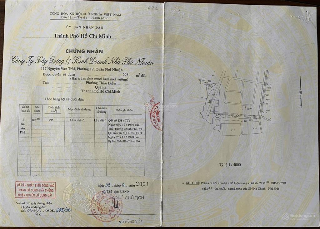 Đất khu biệt thự cao cấp thảo điền 1, hai mặt tiền thông thoáng